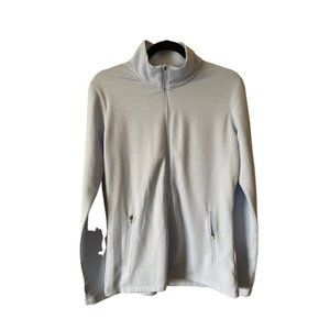 Nike Womens Golf Dri-Fit Mock Neck Long Sleeve Zip Up Shirt Beige Large